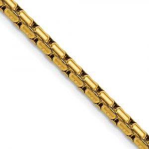 Stainless Steel Polished Yellow IP 3.5mm Elongated Round Box Chain