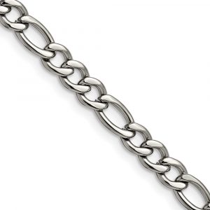 Stainless Steel Polished 5.3mm Figaro Chain