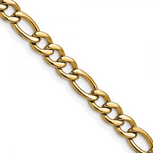 Stainless Steel Polished Yellow IP-plated 5.3mm Figaro Chain