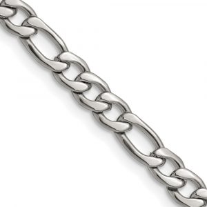 Stainless Steel Polished 6.3mm Figaro Chain