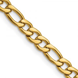 Stainless Steel Polished Yellow IP-plated 6.3mm Figaro Chain