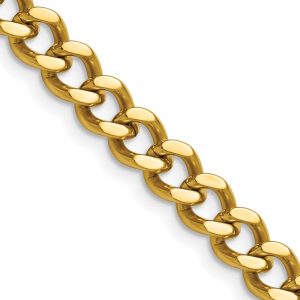 Stainless Steel Polished Yellow IP-plated 7.5mm Curb Chain