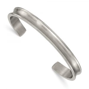 Titanium Brushed with Polished Edge 6.5mm Cuff Bangle
