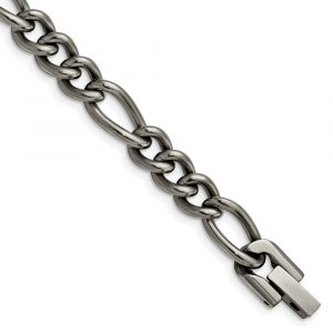 Titanium Polished 7mm 8.5-inch Figaro Chain