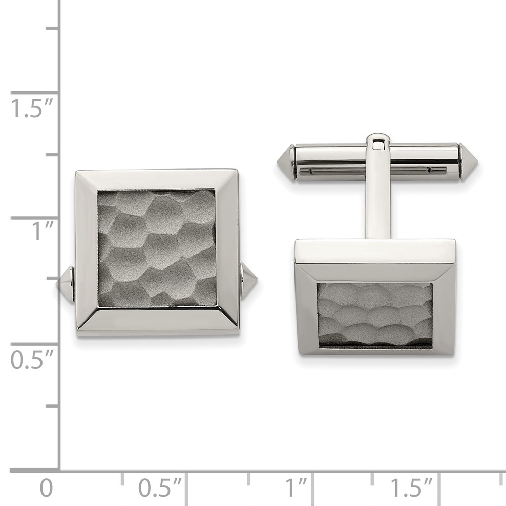 Titanium Polished and Hammered Cuff Links - Image 3