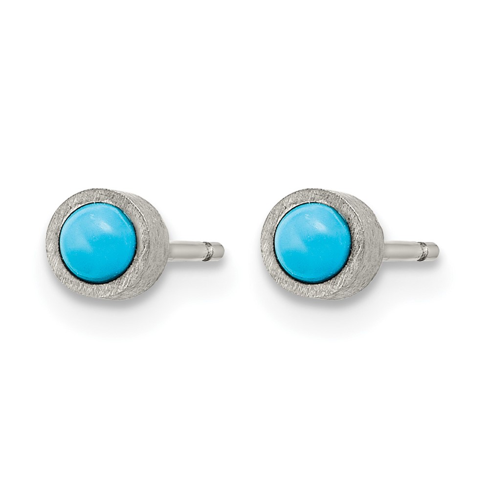 Titanium Brushed Turquoise 4mm Stud Earrings - Image 2