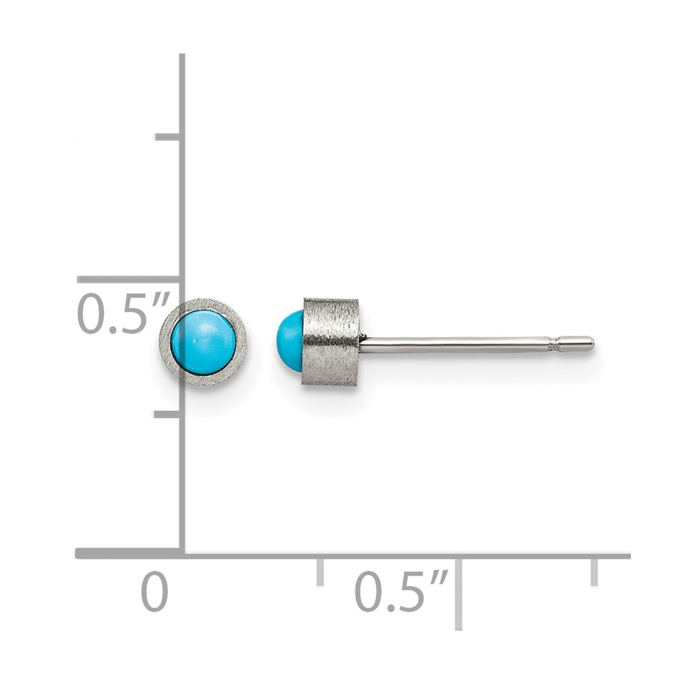 Titanium Brushed Turquoise 4mm Stud Earrings - Image 4