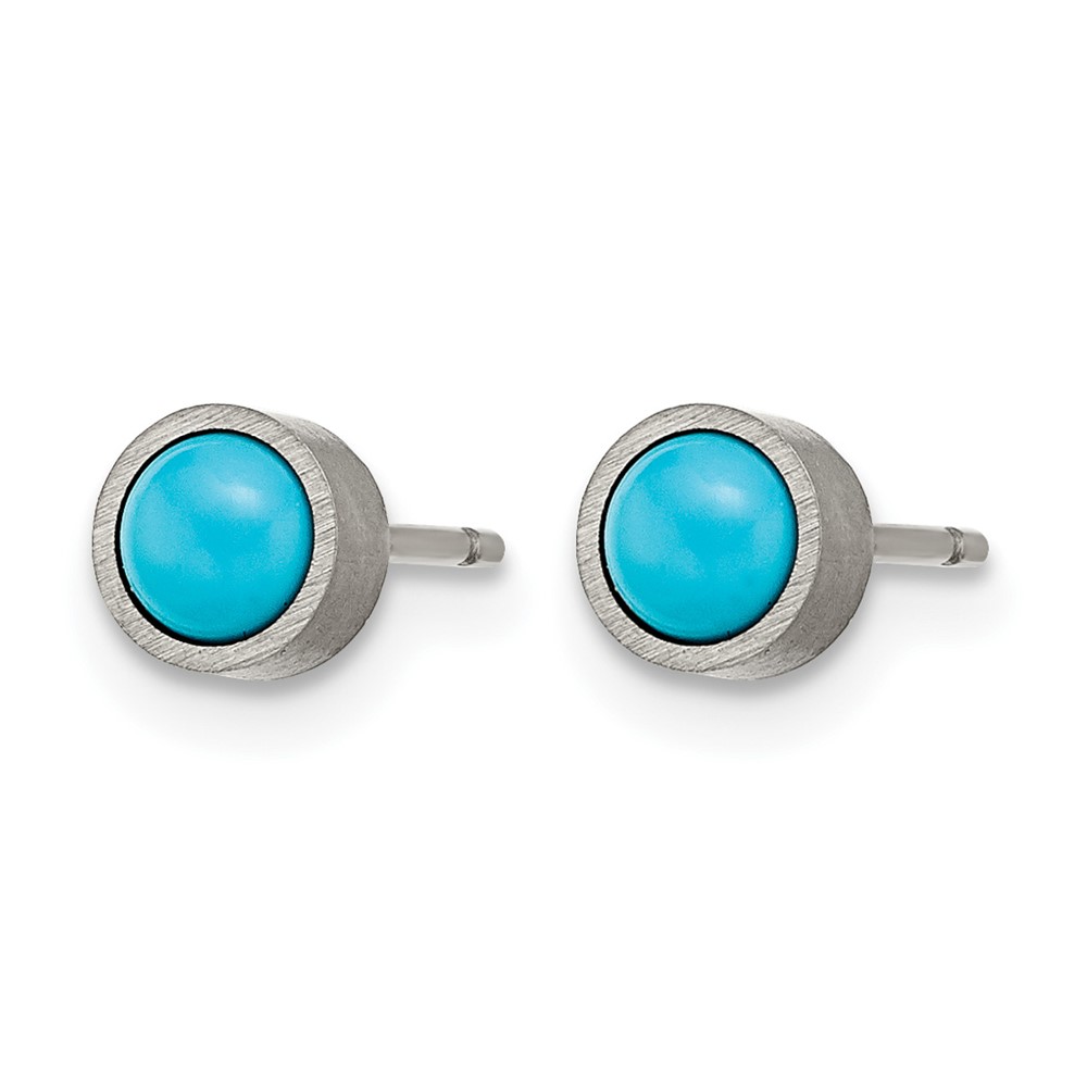 Titanium Brushed Turquoise 5mm Stud Earrings - Image 2