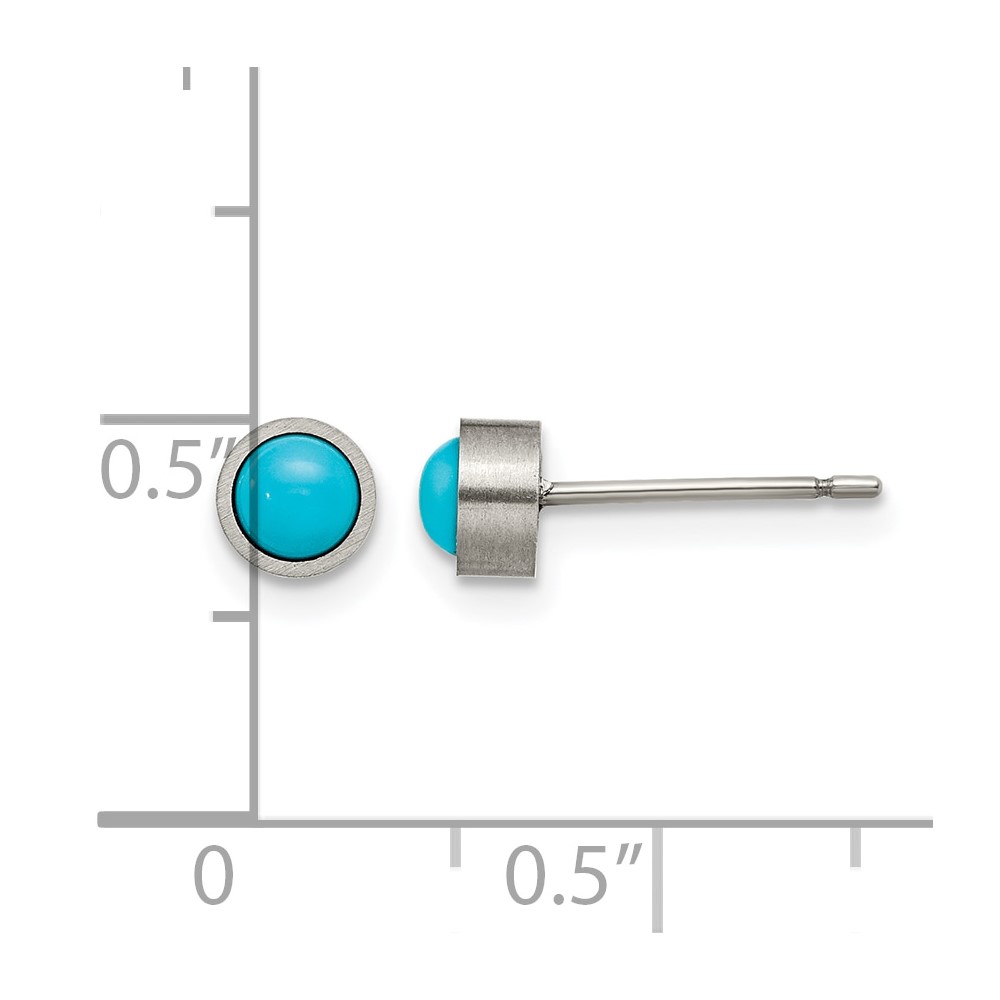 Titanium Brushed Turquoise 5mm Stud Earrings - Image 4