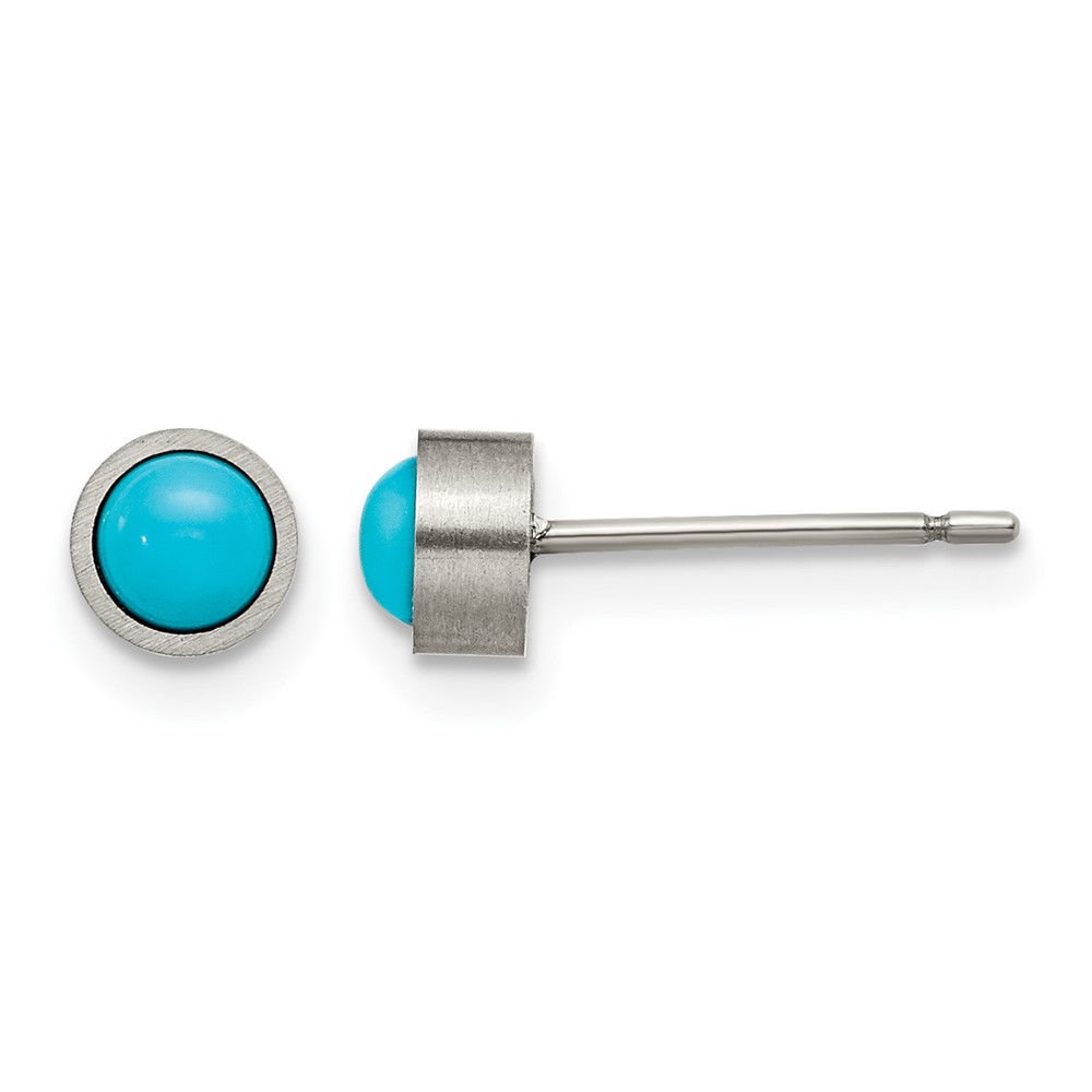 Titanium Brushed Turquoise 5mm Stud Earrings