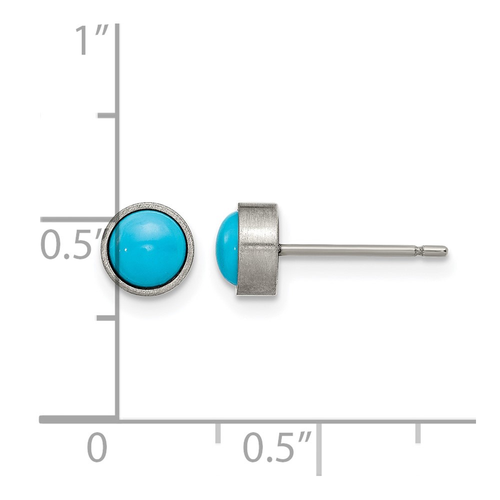 Titanium Brushed Turquoise 6mm Stud Earrings - Image 4