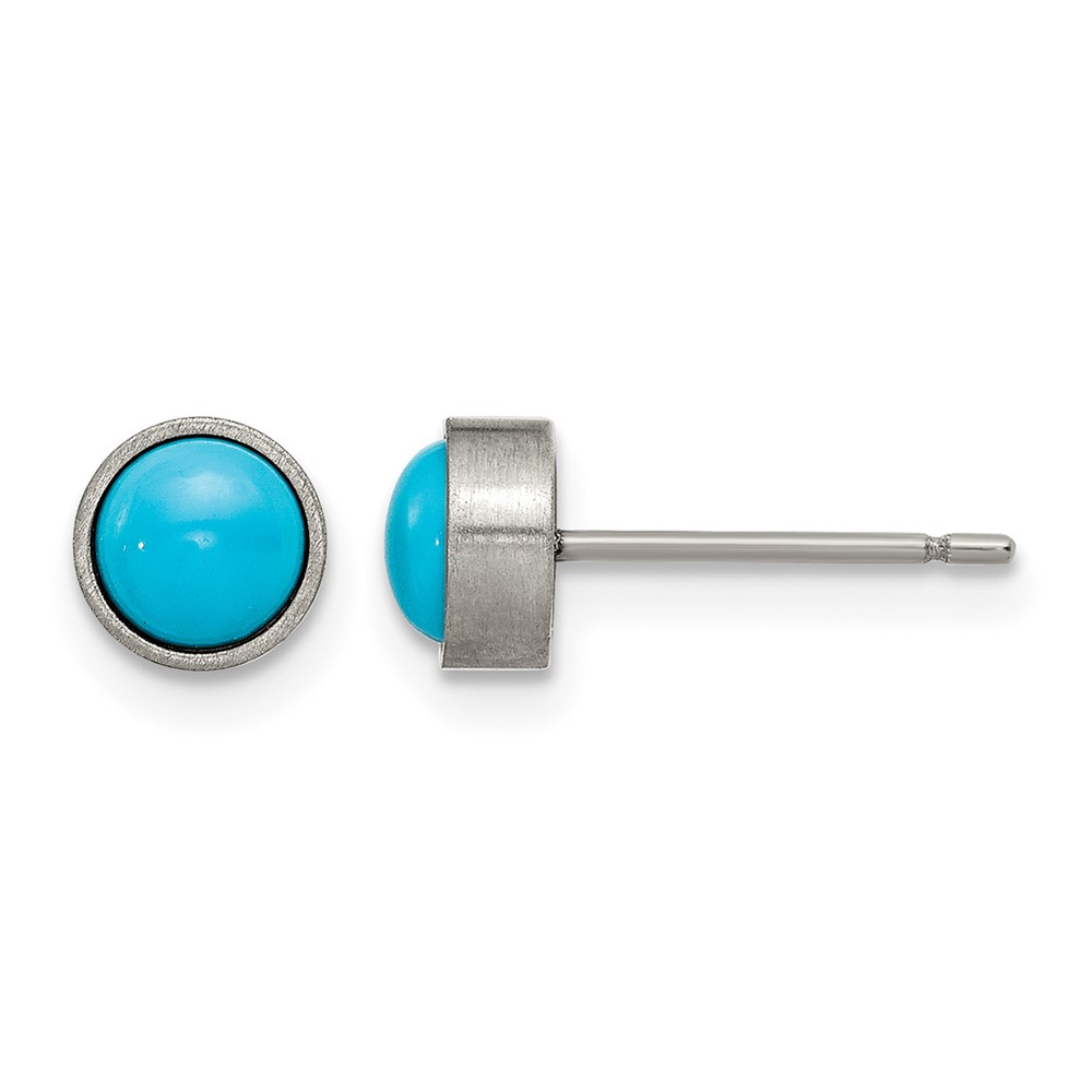 Titanium Brushed Turquoise 6mm Stud Earrings