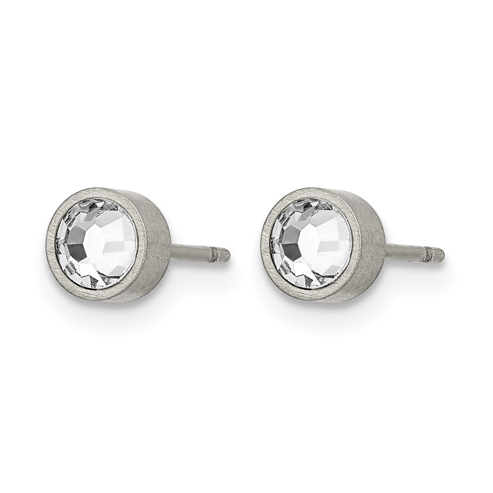 Titanium Brushed CZ 5mm Stud Earrings - Image 2