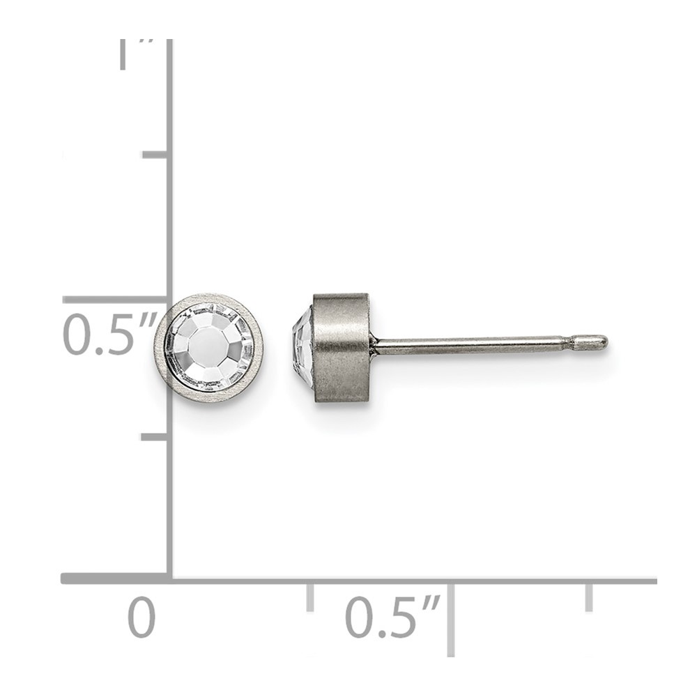 Titanium Brushed CZ 5mm Stud Earrings - Image 4