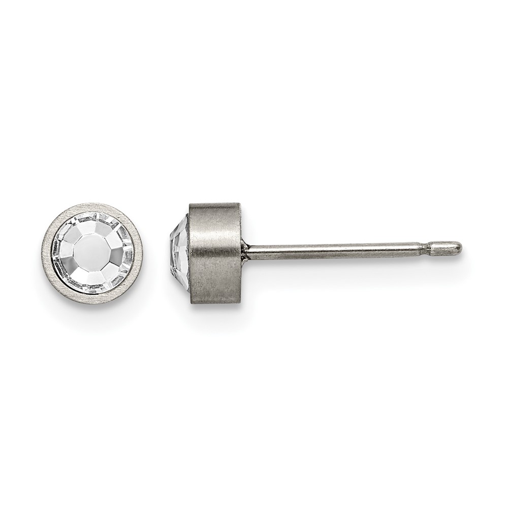Titanium Brushed CZ 5mm Stud Earrings