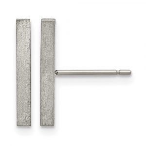 Titanium Brushed Bar Post Earrings
