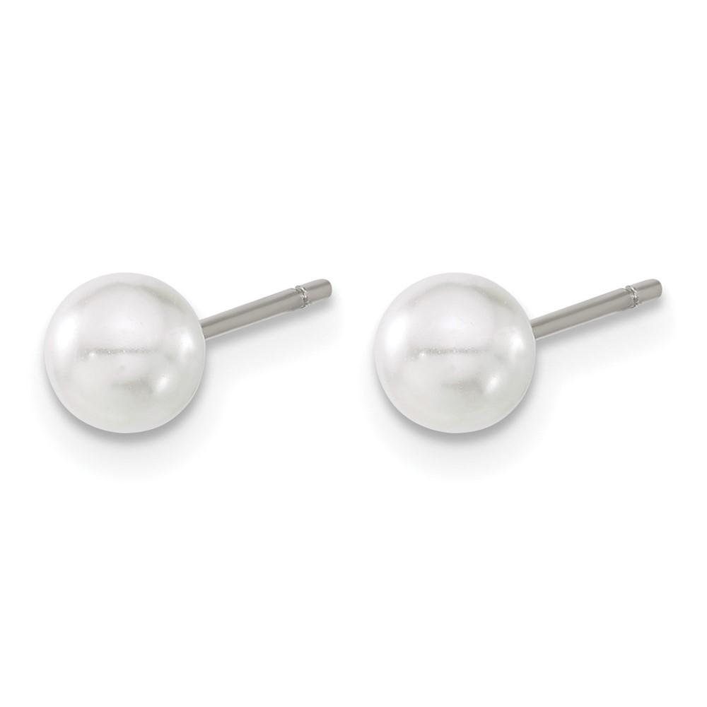 Titanium Polished 5mm Imitation Pearl Post Earrings - Image 2