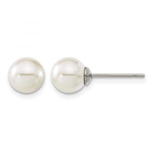 Titanium Polished 7.75mm Imitation Pearl Post Earrings