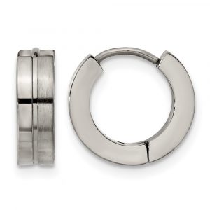 Titanium Brushed and Polished 4mm Huggie Hoop Earrings