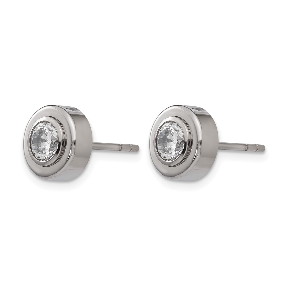 Titanium Polished CZ Post Earrings - Image 2
