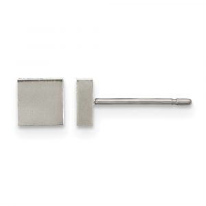 Titanium Brushed Square Post Earrings