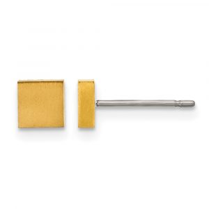 Titanium Brushed Yellow IP-plated Square Post Earrings