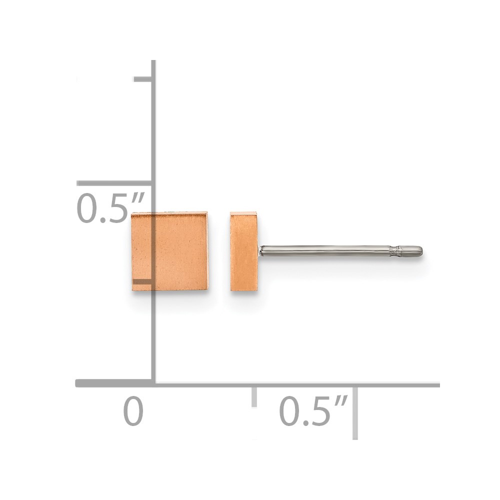 Titanium Brushed Rose IP-plated Square Post Earrings - Image 4