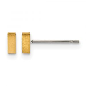 Titanium Brushed Yellow IP-plated Rectangle Post Earrings
