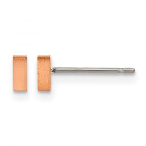 Titanium Brushed Rose IP-plated Rectangle Post Earrings