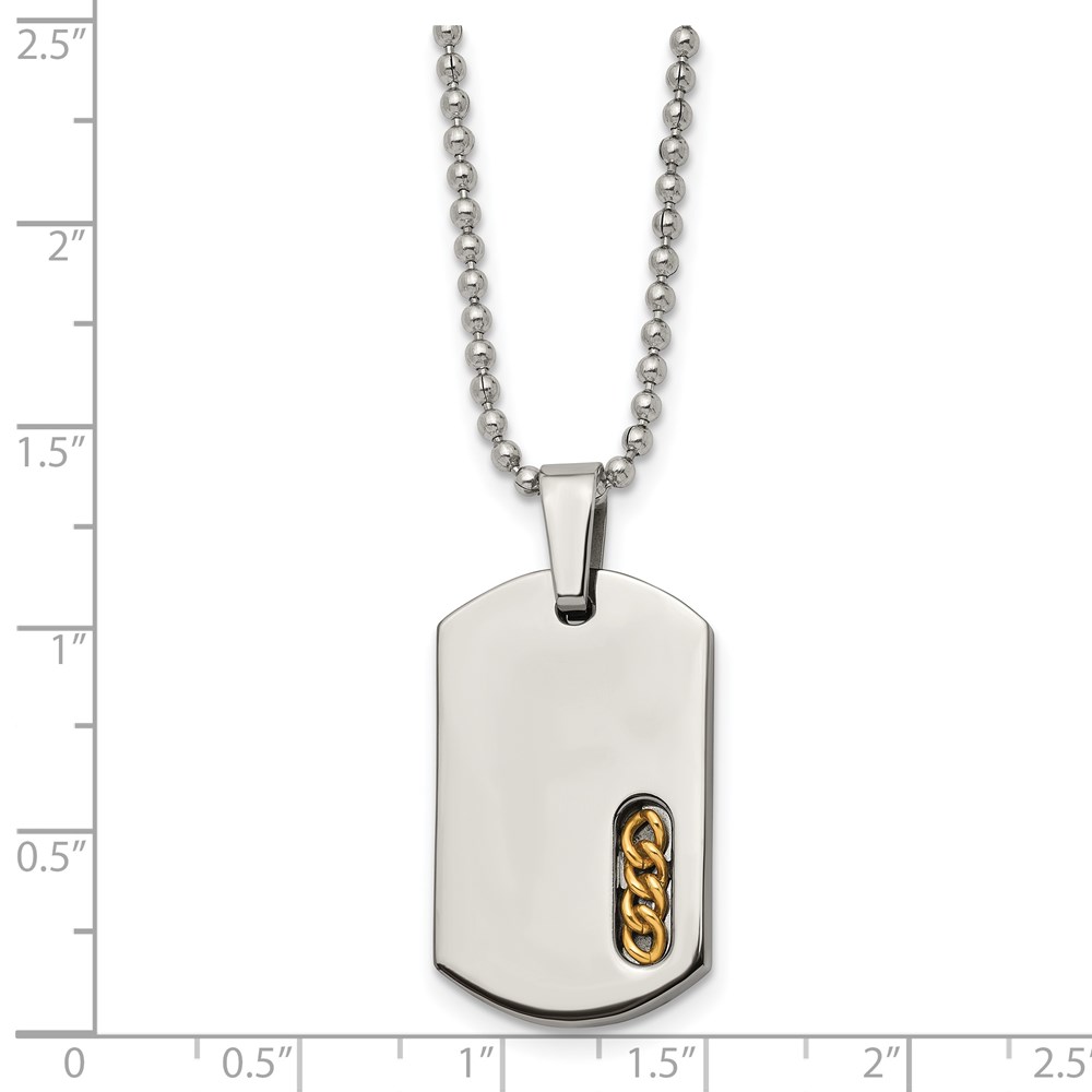 Titanium Polished Yellow IP-plated Dog Tag 22-inch Necklace - Image 5