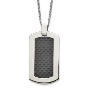 Titanium Polished w/Black Carbon Fiber Inlay 24-inch Necklace