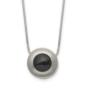 Titanium Brushed and Polished with Black Ceramic 18-inch Necklace