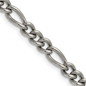 Titanium Polished 7mm Figaro Chain