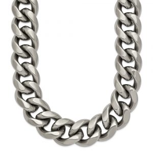 Titanium Polished 14.50mm Curb Necklace